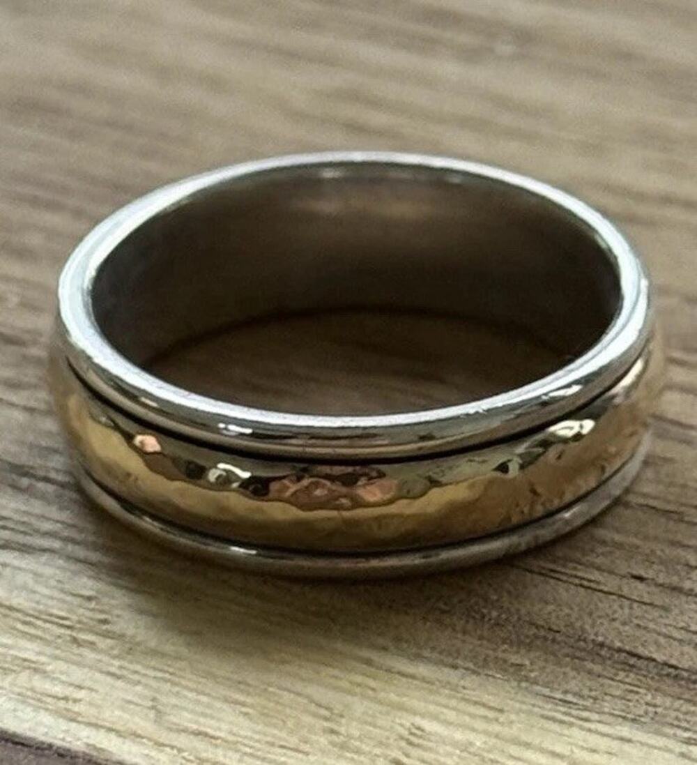 James Avery Retired Sterling Silver And 14k Gold Wedding Band Size 8